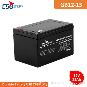 CSBattery 12V 15Ah Rechargeable  Lead acid battery for power-tools/Security-System/motor/Buggies/forklift
